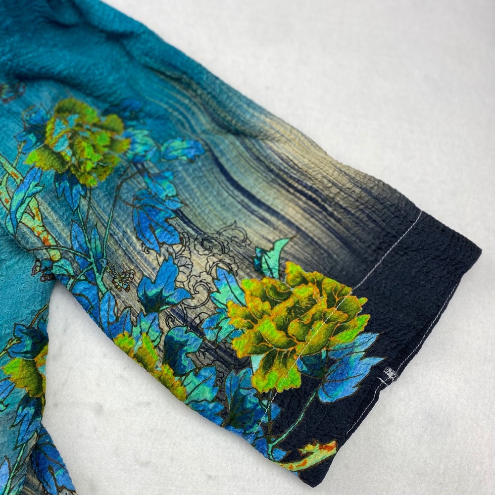 Citron Santa Monica Art To Wear Silk Rayon Crinkle Tunic Blouse Women's 0X - Picture 5 of 16